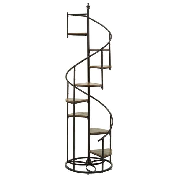 slide 3 of 9, Kendra Black Finish Metal Spiral Staircase Display Shelf by iNSPIRE Q Modern Black