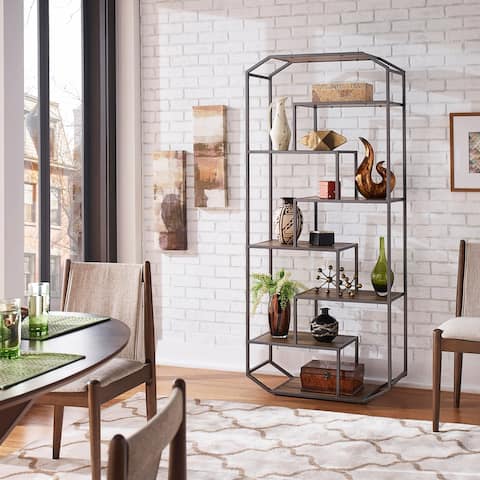 Rogers Dark Grey Finish Metal Clipped Corner Bookcase by iNSPIRE Q Modern