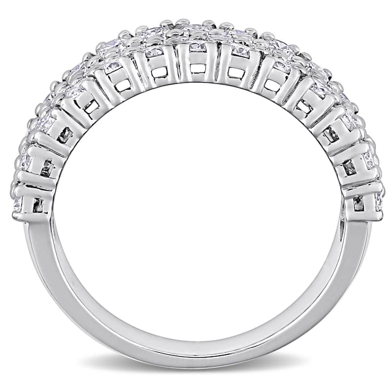 Miadora 14k White Gold 1 3/4ct TDW Diamond Triple-row Eternity Wedding Band Ring