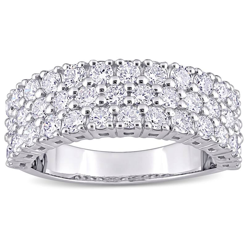 Miadora 14k White Gold 1 3/4ct TDW Diamond Triple-row Eternity Wedding Band Ring