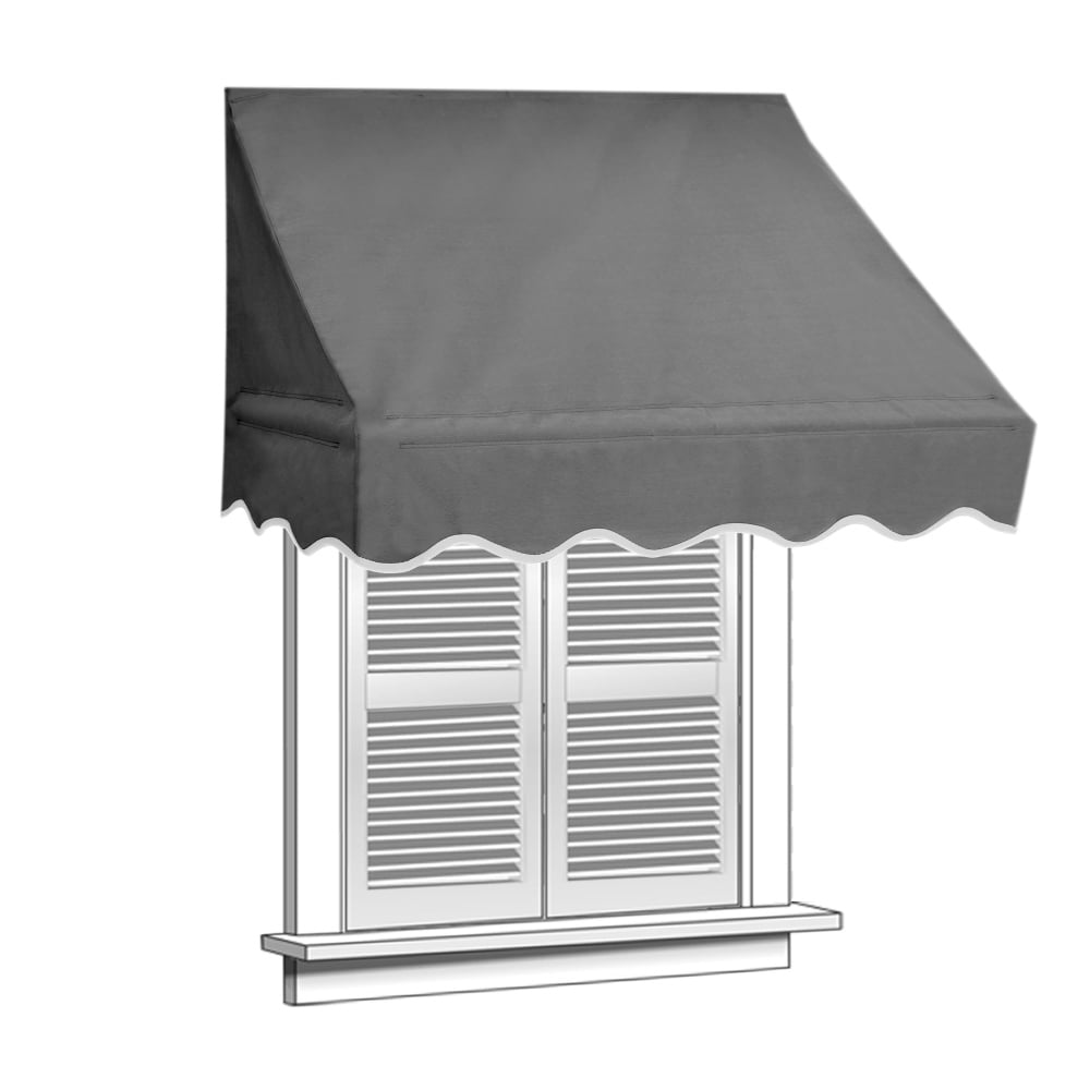 ALEKO Retractable Window Awning Door Canopy Sun Rain Shade Cover 4 x 2 feet Grey 