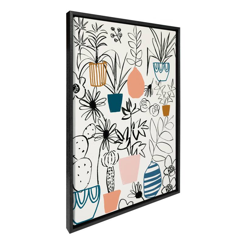 Kate and Laurel Sylvie Plant Kingdom Framed Canvas by Teju Reval