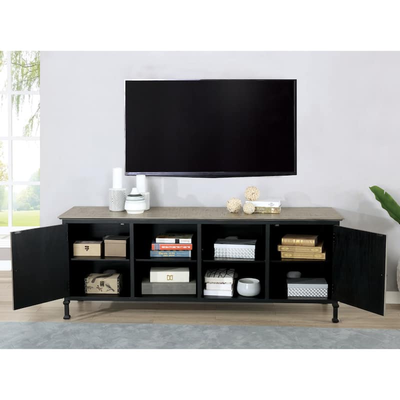 Romana Transitional Grey Metal Multi-functional Storage TV Console by Furniture of America