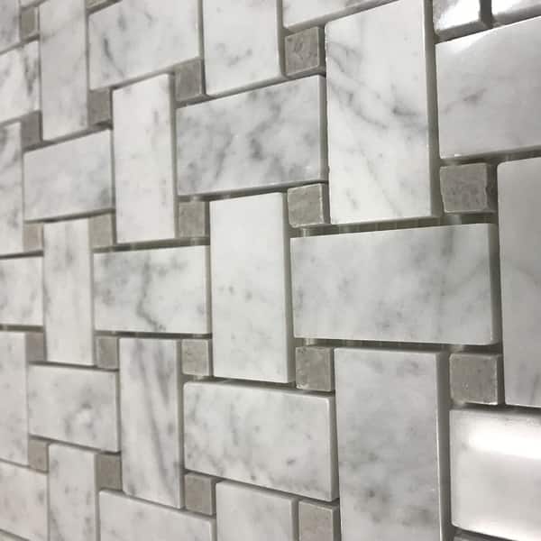 Carrara Marble Mosaic Decorative Backsplash Tile 12 X 12 X 0 38 Pc On Sale Overstock 30865895