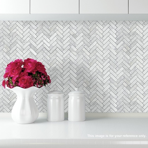 Carrara Marble Mosaic Decorative Backsplash Tile, 12"x 12"x 0.38"/pc. Opens flyout.