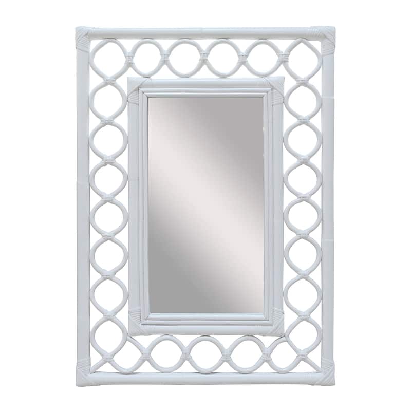 White Rattan Handmade Wall Mirror by East at Main