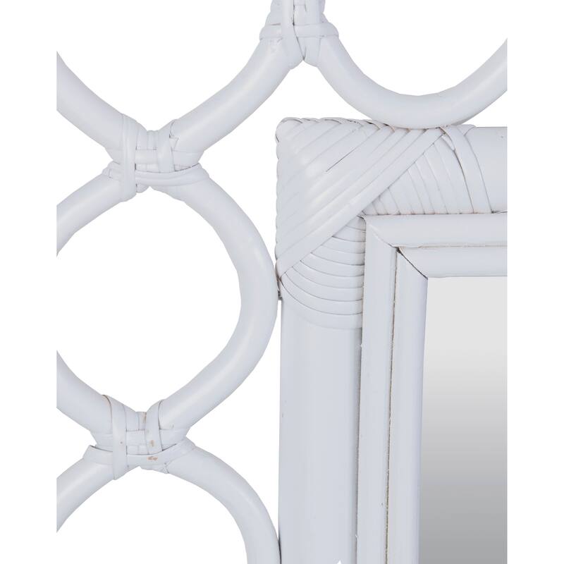 White Rattan Handmade Wall Mirror by East at Main