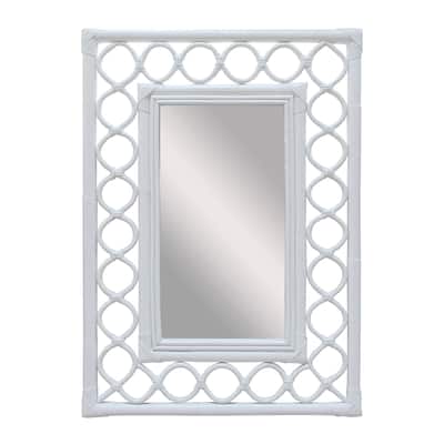 White Rattan Handmade Wall Mirror by East at Main