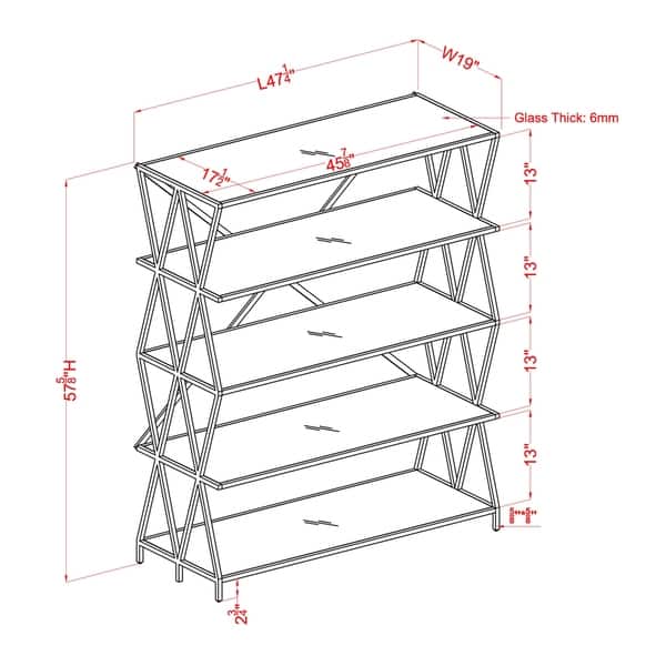 dimension image slide 1 of 3, Furniture of America Albaric Modern Black Metal Display Bookcase