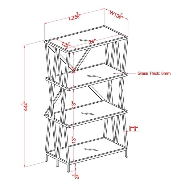dimension image slide 0 of 3, Furniture of America Albaric Modern Black Metal Display Bookcase