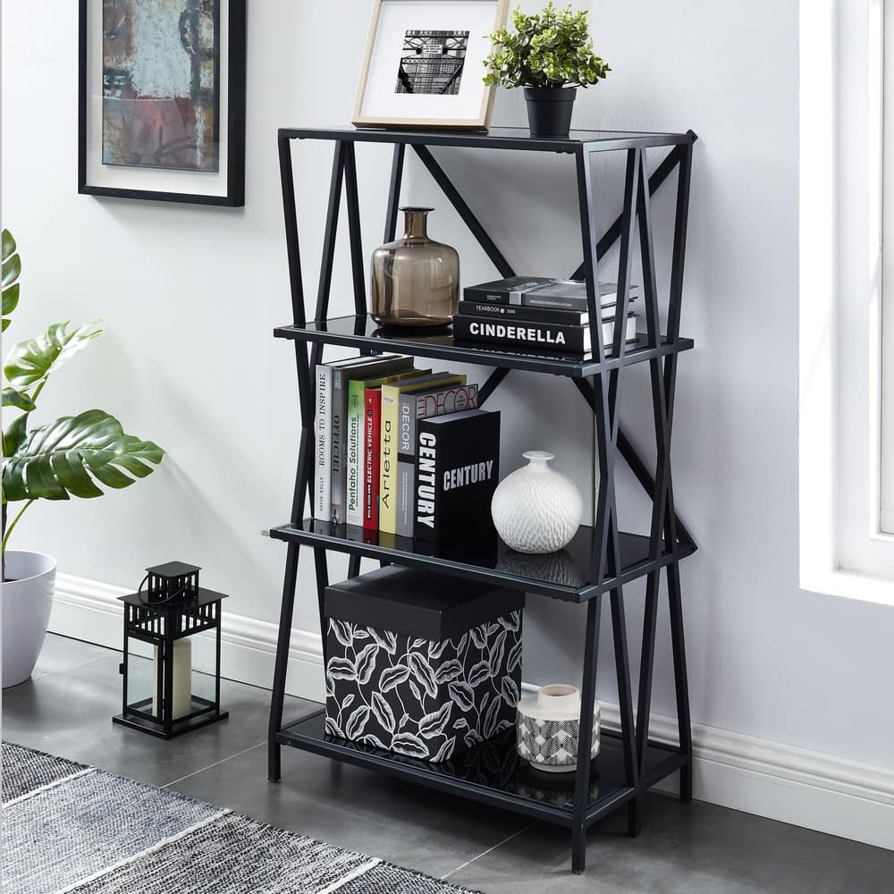 Albaric Modern Black Metal Display Bookcase by Furniture of America