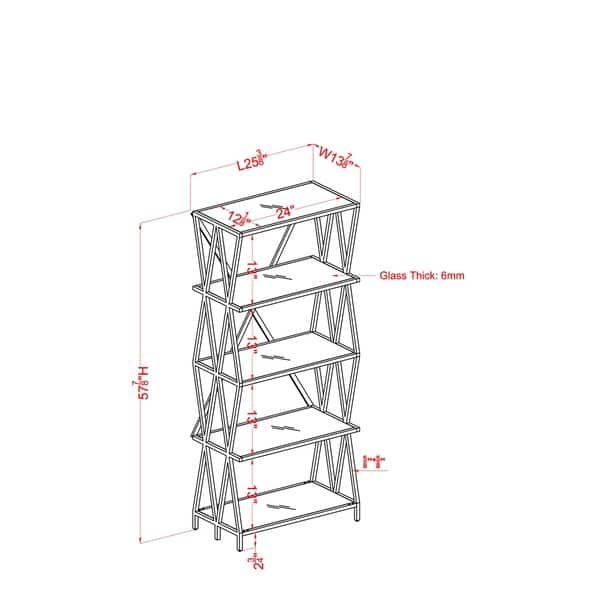 dimension image slide 2 of 3, Furniture of America Albaric Modern Black Metal Display Bookcase