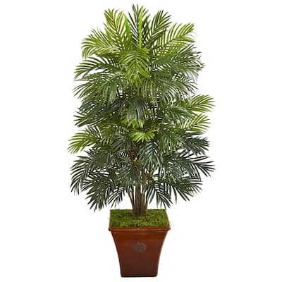 56" Areca Palm Artificial Plant in Brown Planter