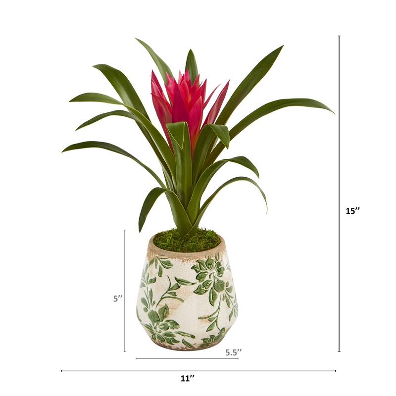 15" Ginger Artificial Plant in Floral Vase