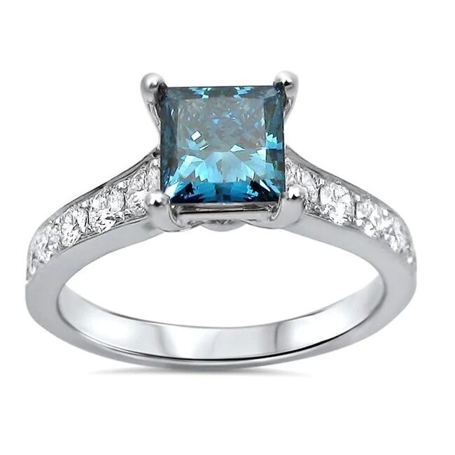 blue princess cut engagement rings