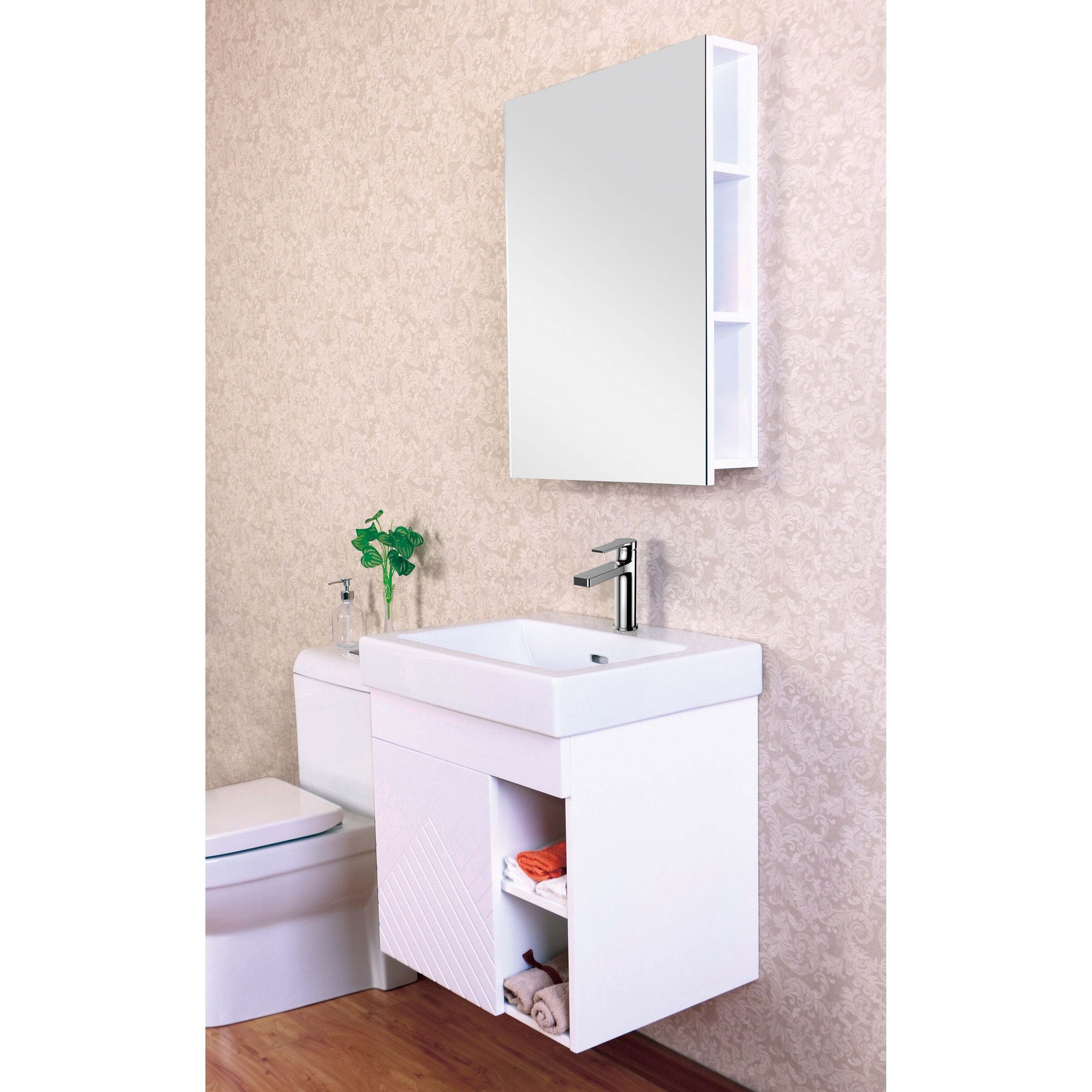 Shop Innoci Usa Anacapa 22 Wall Hung Vanity Set With 1 Door Cabinet And Ceramic Top And Integrated Basin And Medicine Cabinet On Sale Overstock 30866881