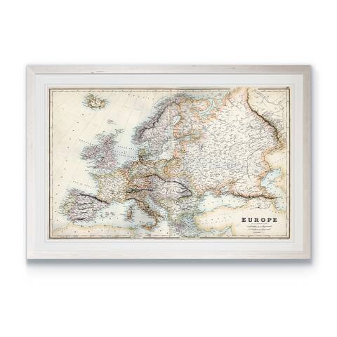 Pastel Map of Europe-Framed Print - White - 22X30