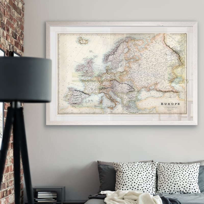 Pastel Map of Europe-Framed Print - White - 22X30 - Bed Bath & Beyond ...