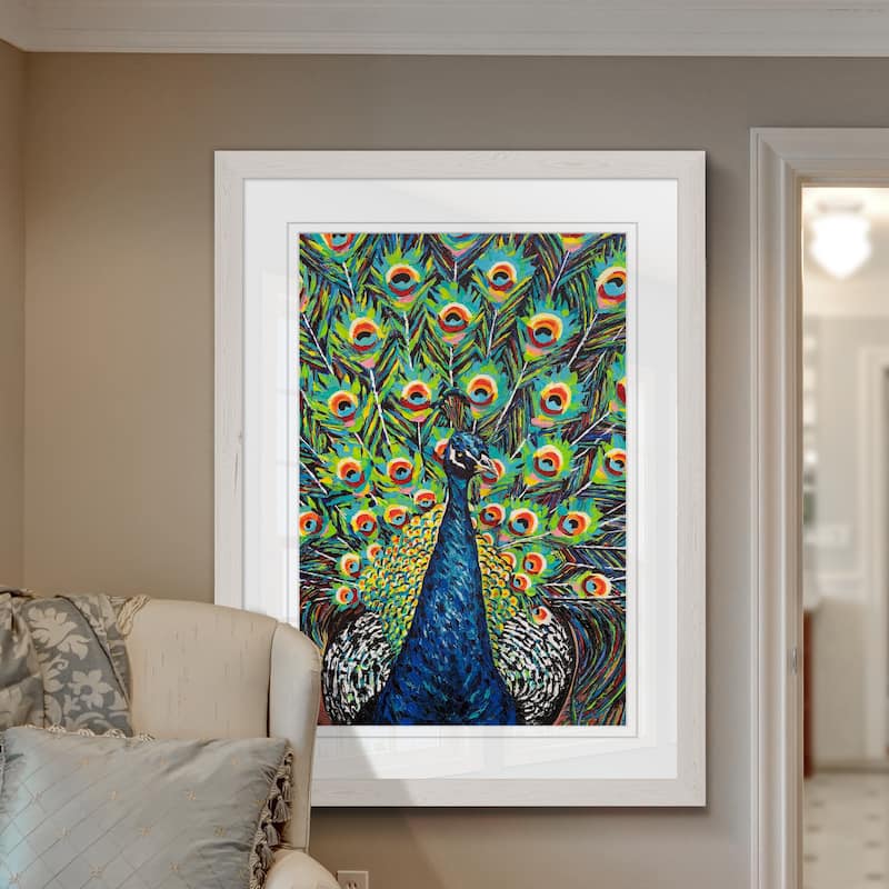 Lavish Peacock Ii-framed Print - White - 16x22 - Bed Bath & Beyond 