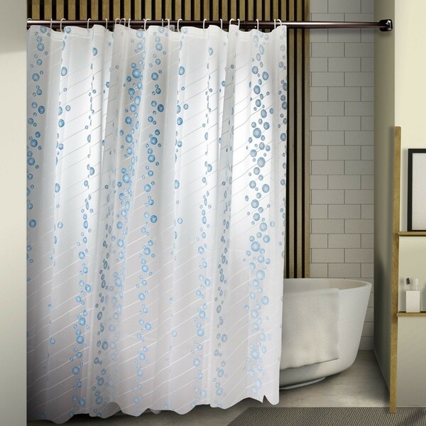 Polyester Shower Curtain with Hooks Blue Bubble 72