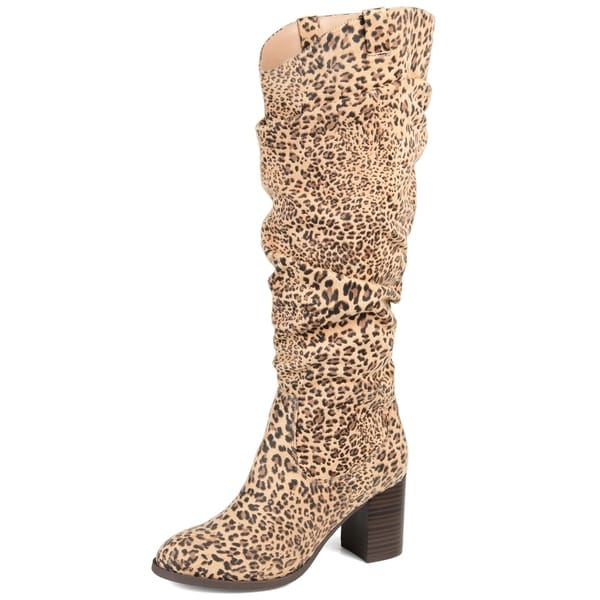wide calf leopard print boots