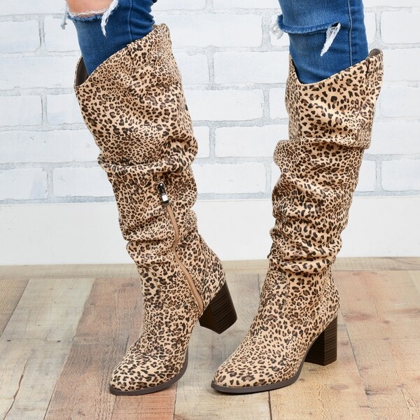 wide calf leopard print boots