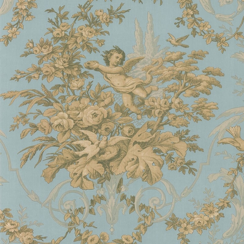 Fabric Toile Wallpaper