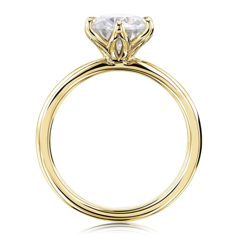 Annello by Kobelli 14k Gold 1.5 Carat Round Forever One Moissanite Solitaire 6-Prong Comfort Fit Engagement Ring