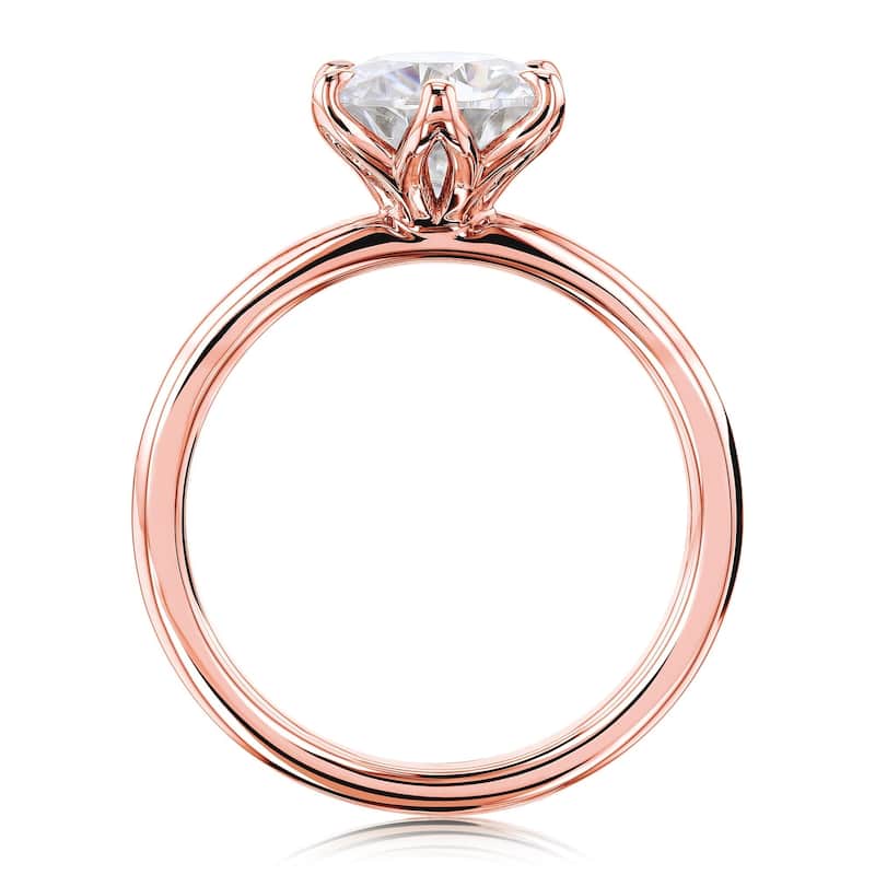 Annello by Kobelli 14k Gold 1.5 Carat Round Forever One Moissanite Solitaire 6-Prong Comfort Fit Engagement Ring