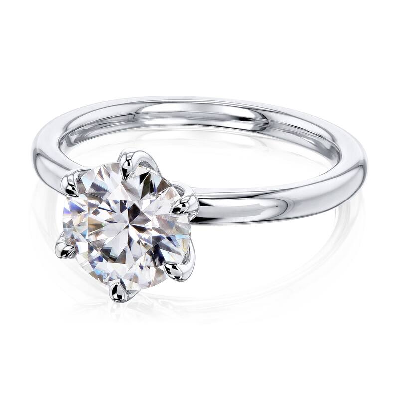 Annello by Kobelli 14k Gold 1.5 Carat Round Forever One Moissanite Solitaire 6-Prong Comfort Fit Engagement Ring