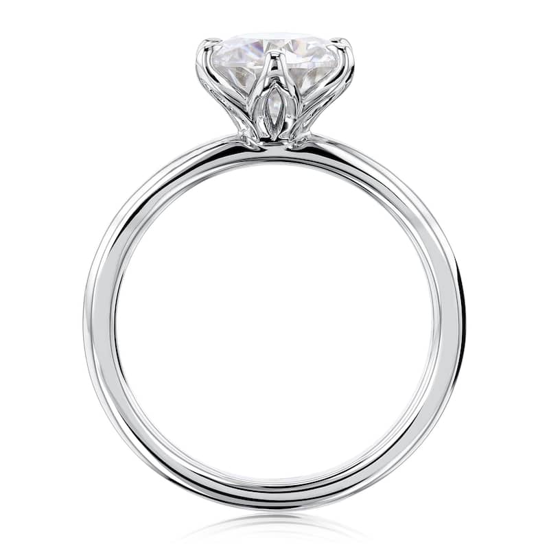 Annello by Kobelli 14k Gold 1.5 Carat Round Forever One Moissanite Solitaire 6-Prong Comfort Fit Engagement Ring