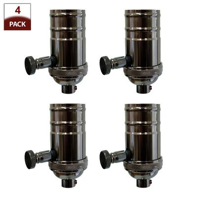 Royal Designs Dimmer Lamp Socket with Shell and Turn Knob, E26 Medium Base - Gun Metal, 4 Pack