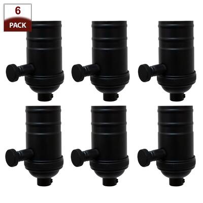 Royal Designs Dimmer Lamp Socket with Shell and Turn Knob, E26 Medium Base - Black Matte, 6 Pack