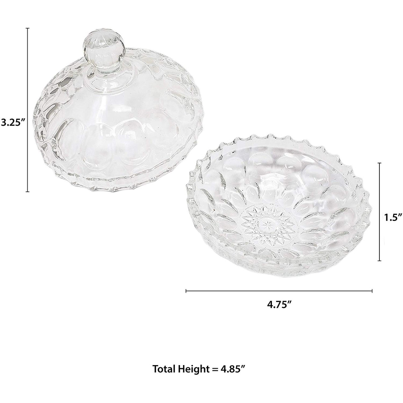 Lead Crystal Glass Candy Dish with Lid PB Free Crystal Glass Sugar Bowl 