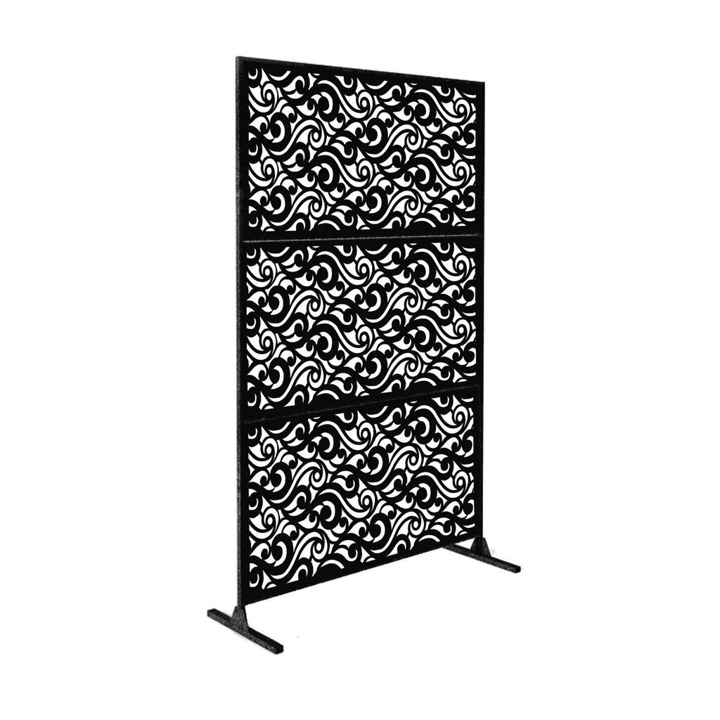 Laser Cut Metal Privacy Stand Combo Fence, 75" x48 " - WaveCurve