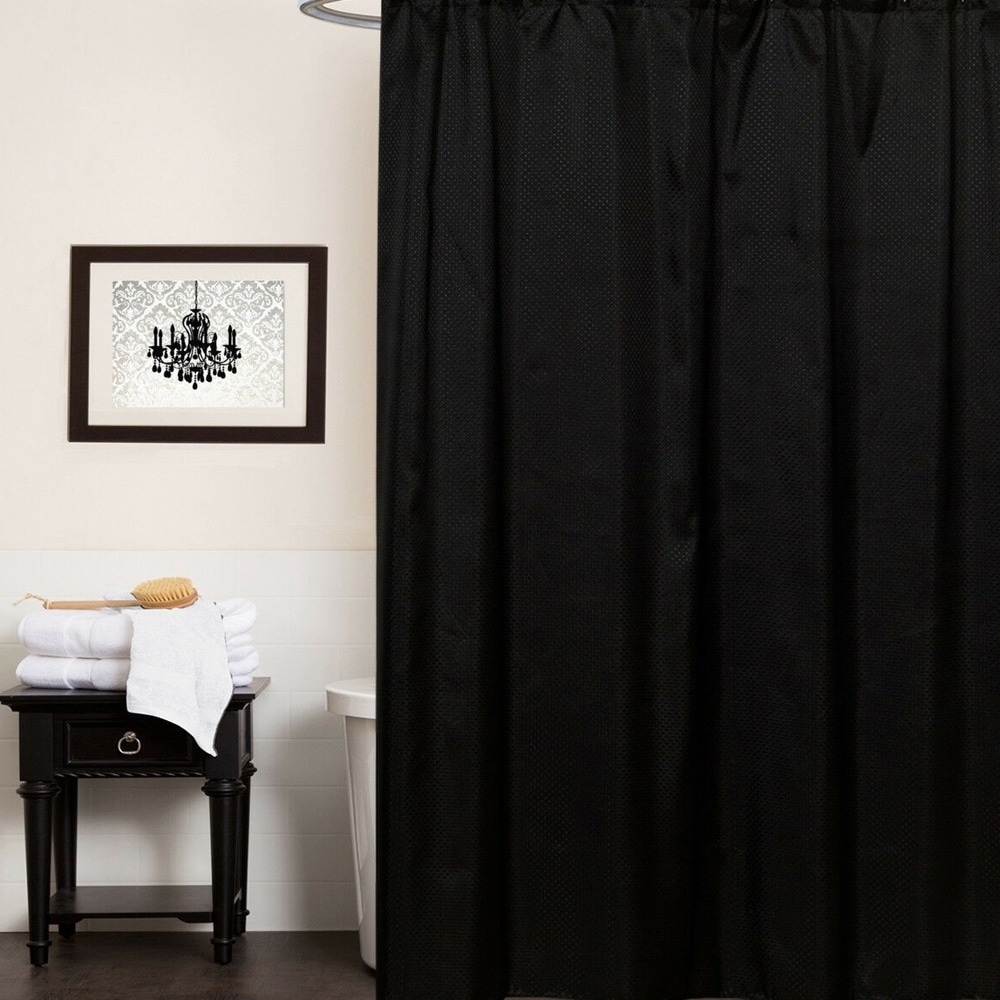 Polyester Shower Curtain with Hooks Black 70 x 72 - Bed Bath & Beyond -  30875555