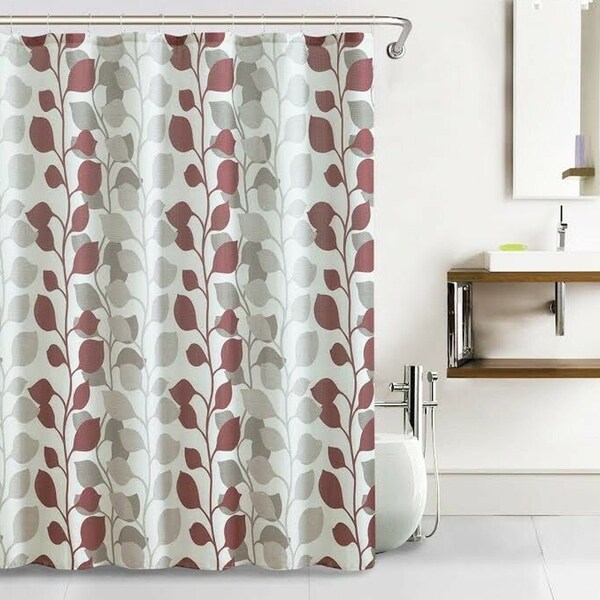 Polyester Shower Curtain with Hooks Leaf Pattern 72" x 72". Opens flyout.