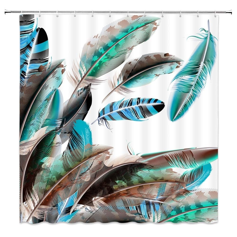 Polyester Shower Curtain with Hooks Vibrant Feathers 70 x 70 - Bed Bath &  Beyond - 30875767