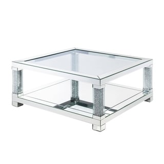 ACME Noralie Coffee Table in Mirrored & Faux Diamonds - Bed Bath ...