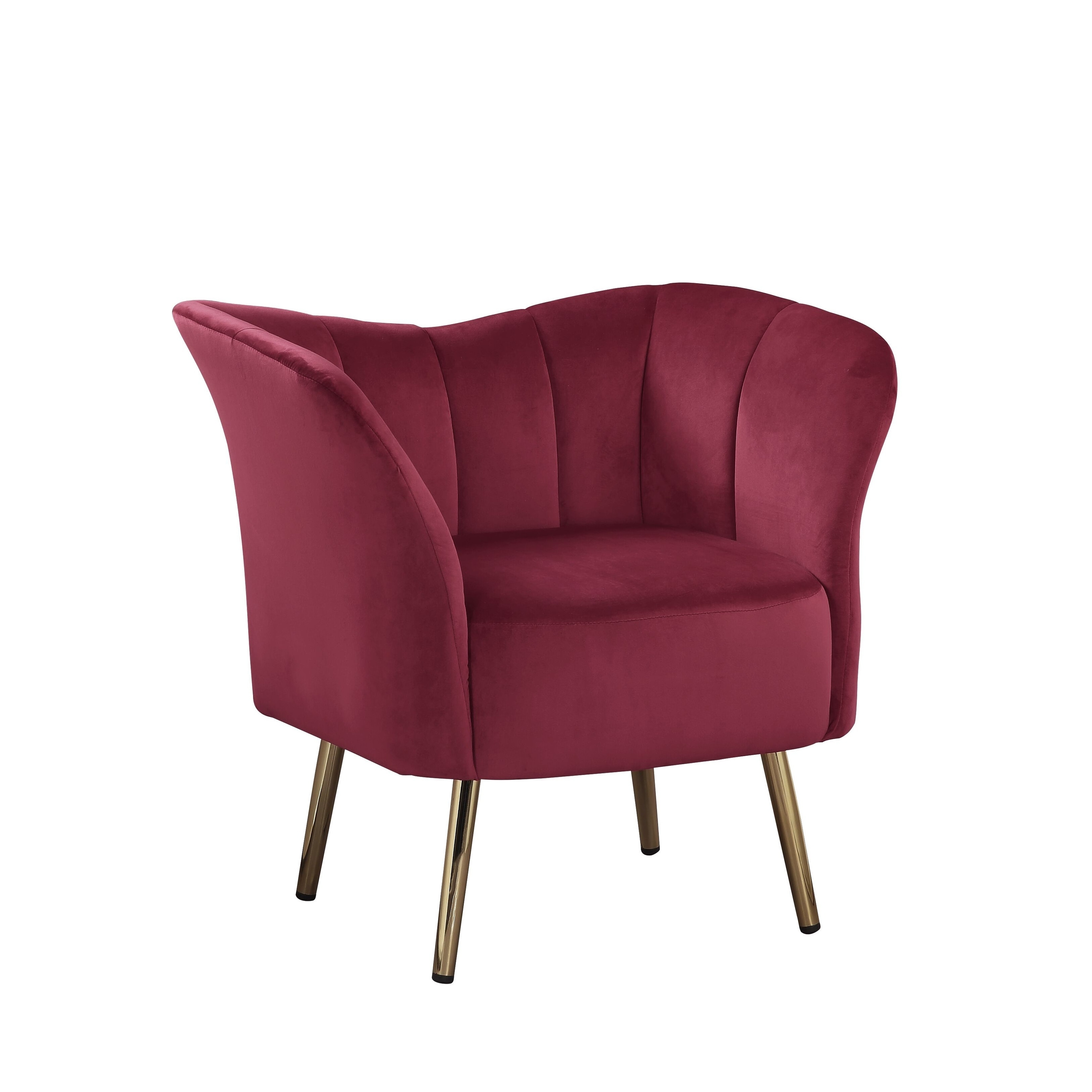 Acme Reese Accent Chair In Burgundy Velvet Gold Overstock 30876341