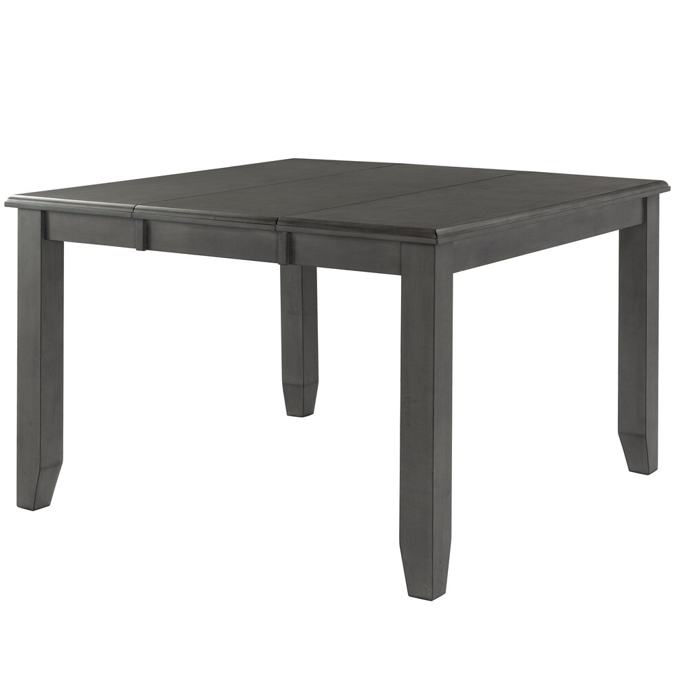 Overstock Wooden Pub Table with Butterfly Extendable Leaf and Sloped Edges, Gray