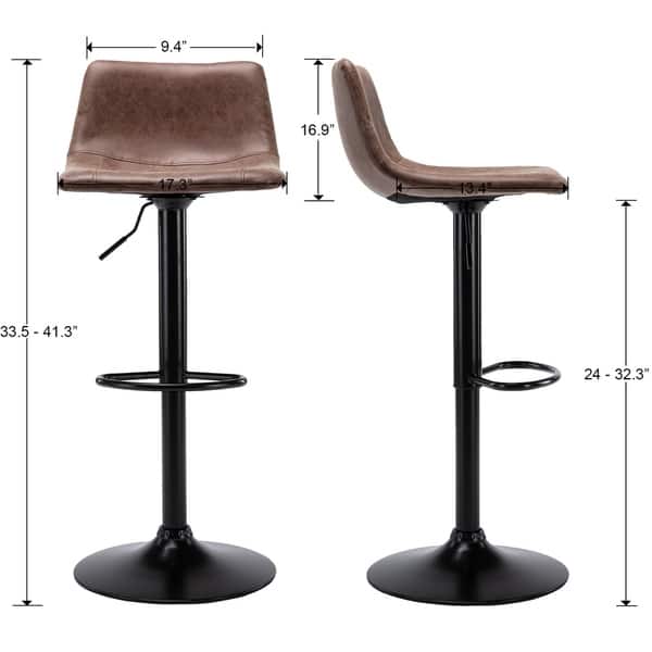 Height Adjustable Barstools Bar Swivel Bar Chairs Vintage Vinyl Leather Set Of 2 Overstock 30878350