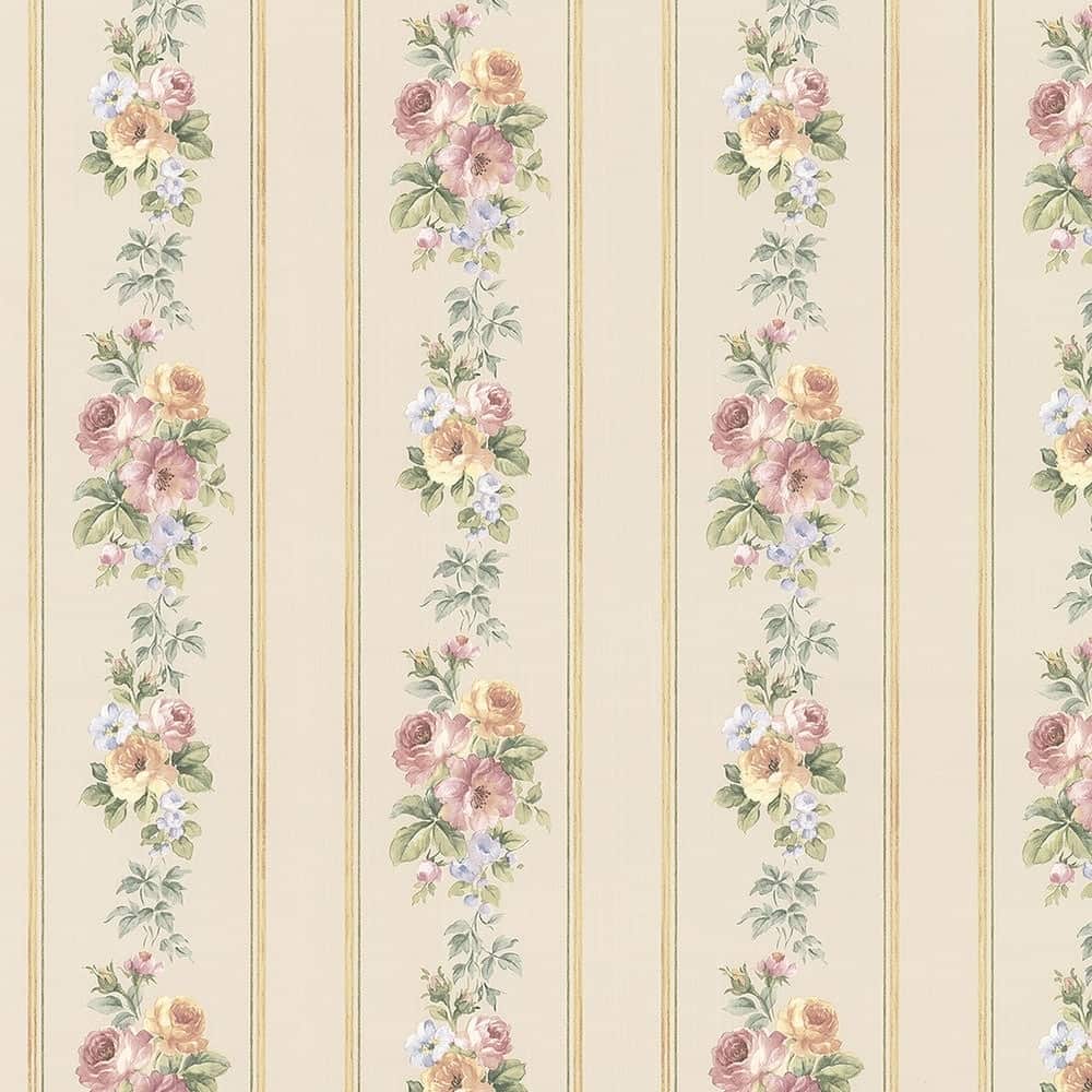 Small Rose Stripe Wallpaper