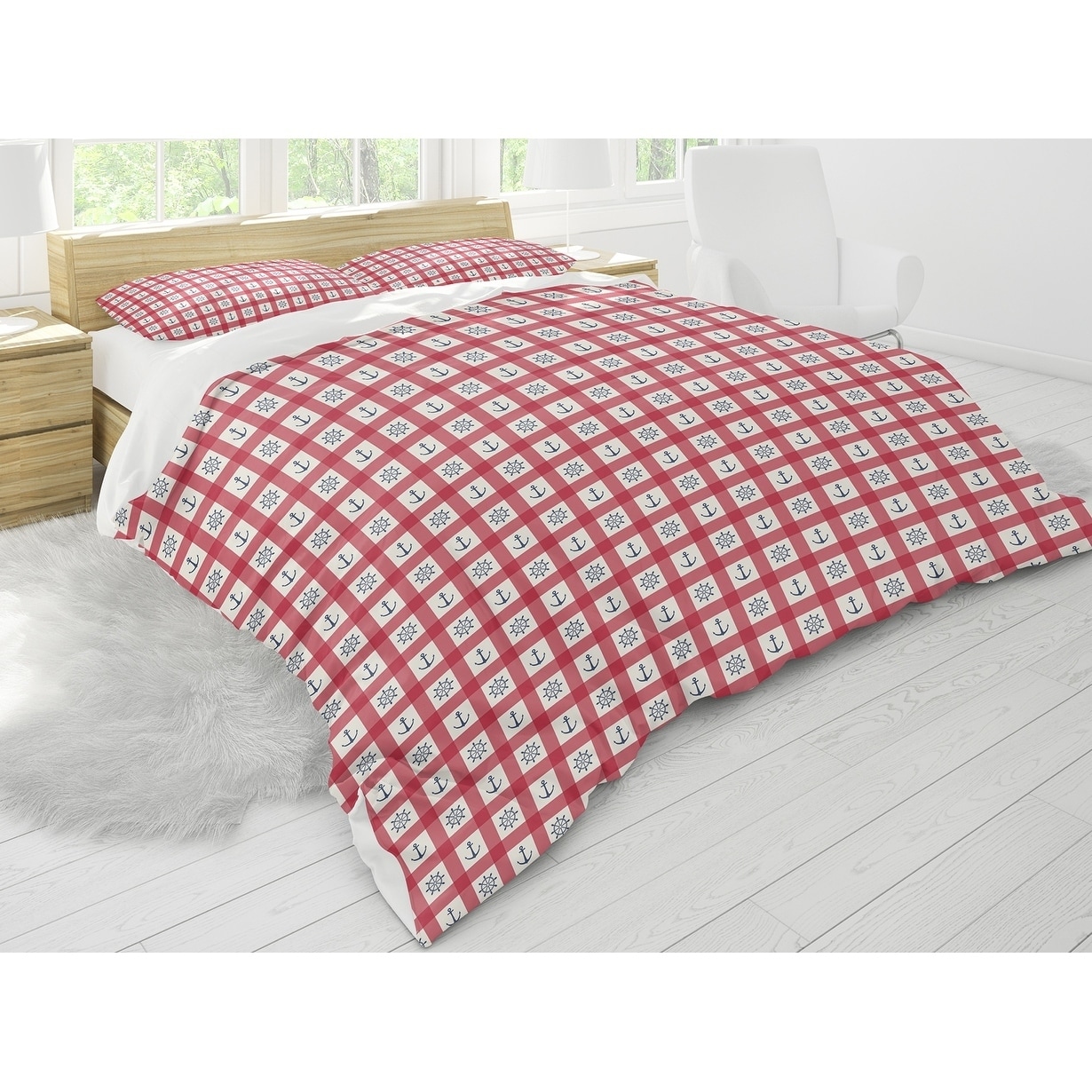 blue and red plaid comforter