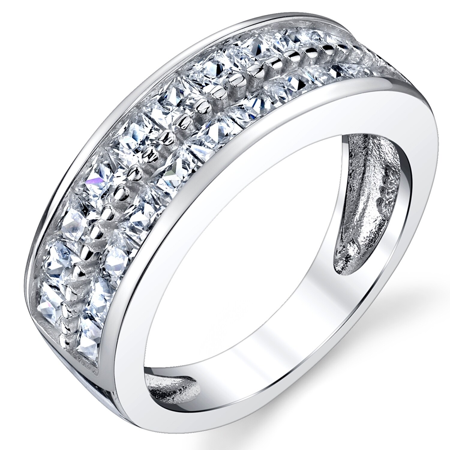 925 Sterling Silver CZ Sapphire Micro Pave Engagement Bridal Wedding Ring 925 Sterling Silver CZ Sapphire Micro Pave Engagement Bridal Wedding Ring