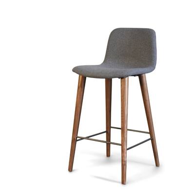Mackay Grey Counter Stool with Walnut Wood Legs (Polyester Upholstered Seat)