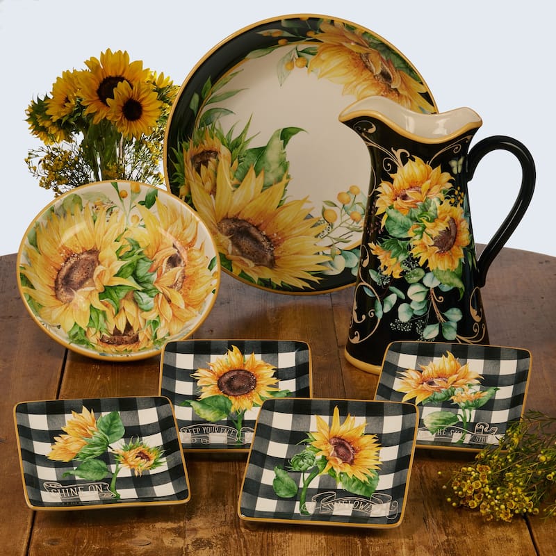 Certified International Sunflower Fields 9-inch Soup/Pasta Bowls (Set of 4)