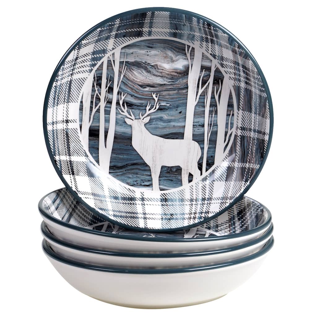 Certified International Fluidity Lodge 9-inch Soup/Pasta Bowls (Set of 4)