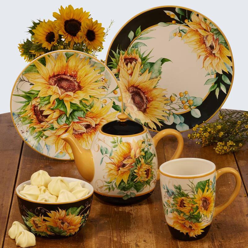 Certified International Sunflower Fields 9-inch Salad/Dessert Plates (Set of 4)