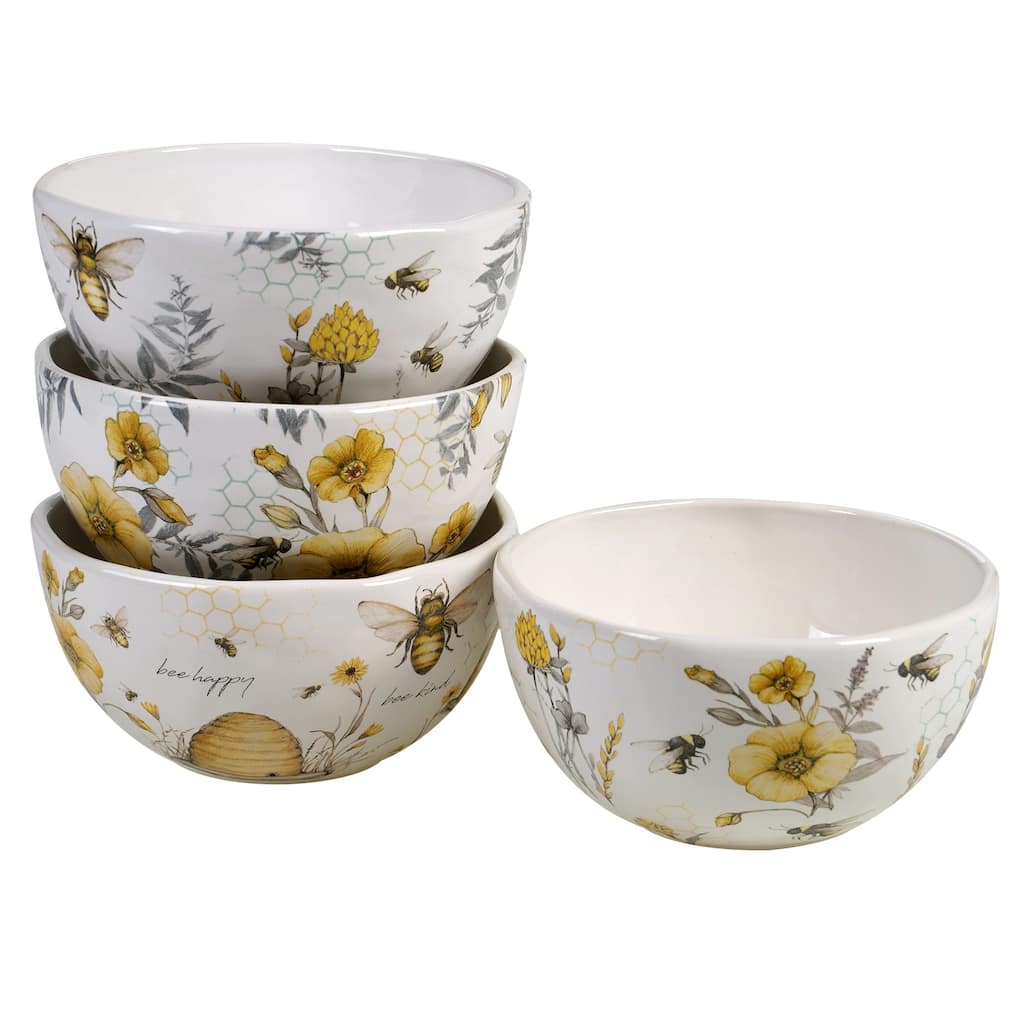 Certified International Bee Sweet 6-inch Ice Cream/Dessert Bowls (Set of 4)